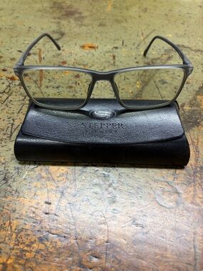 Stepper Eyewear Matte Gray Rectangular Glasses with blue light lenses